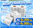 Giấy in nhiệt A6/A7 100*150mm/76*130mm C&Oacute; SẴN LỚP D&Aacute;N - In Đơn Shopee TMĐT