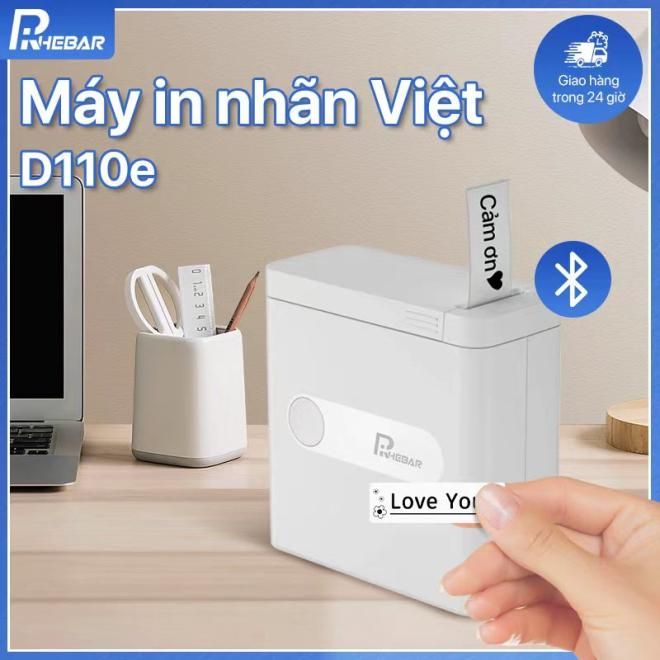 Rhebar  Máy In Nhãn Mini D110E Bluetooth – Máy In Nhiệt Cầm Tay- In Tem Nhãn Rõ Nét – Mã Vạch –  Đa Năng
