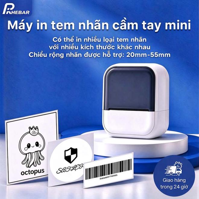 M&Aacute;Y IN TEM NH&Atilde;N MINI C50 RHEBAR &ndash; NHỎ GỌN, TIỆN LỢI, SẮP XẾP MỌI THỨ DỄ D&Agrave;NG - K&iacute;ch thước 40*30mm, 50*30mm, 40*50mm, 50*50mm,50*80mm