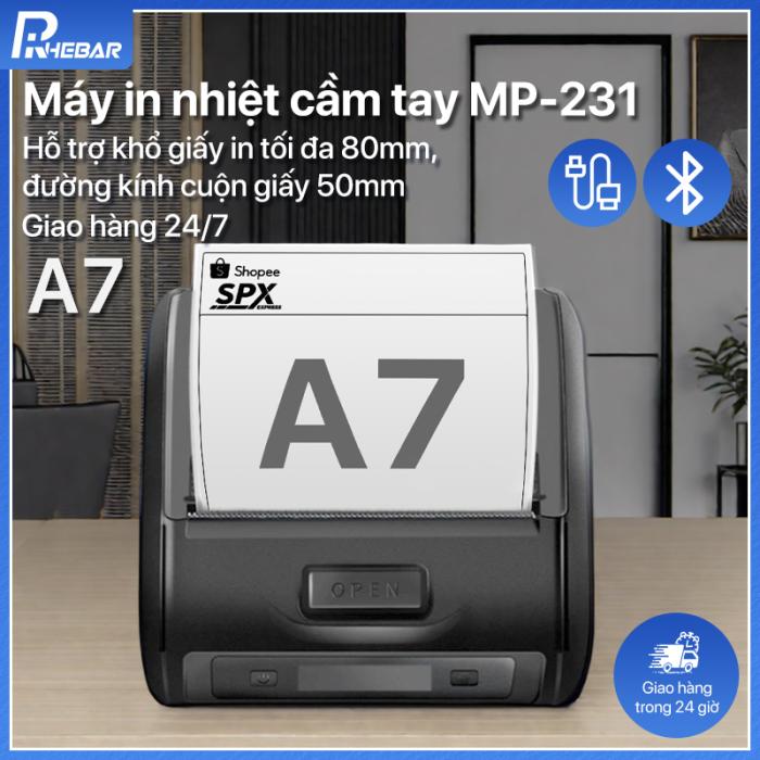 Máy In Nhiệt Cầm Tay MP-231 Rhebar – Bluetooth 80mm, 203 DPI, In Tem Nhãn