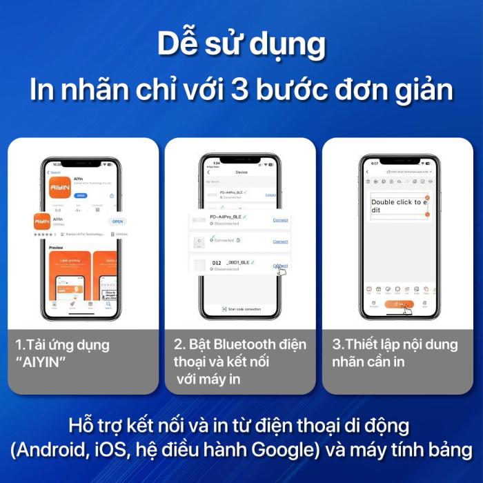 Rhebar  Máy In Nhãn Mini D110E Bluetooth – Máy In Nhiệt Cầm Tay- In Tem Nhãn Rõ Nét – Mã Vạch –  Đa Năng