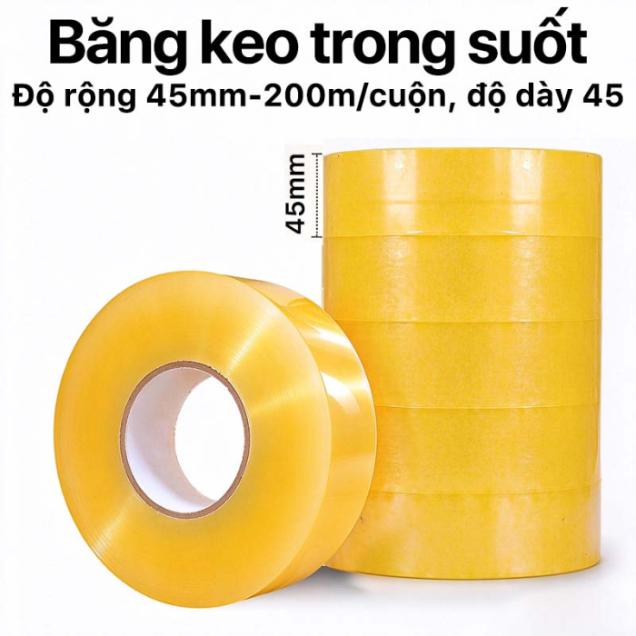 Băng D&iacute;nh Đ&oacute;ng G&oacute;i Trong Suốt, Băng Keo D&aacute;n Th&ugrave;ng Carton, Nhiều Quy C&aacute;ch, D&ugrave;ng Đ&oacute;ng G&oacute;i H&agrave;ng H&oacute;a