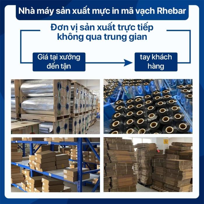 Rhebar Mực in mã vạch Premium Wax Ribbon  LMR208 chất lượng cao 110mm*300m & 70mm*300m in rõ nét không dễ phai RoHS compliant cho giấy decal trắng và thẻ