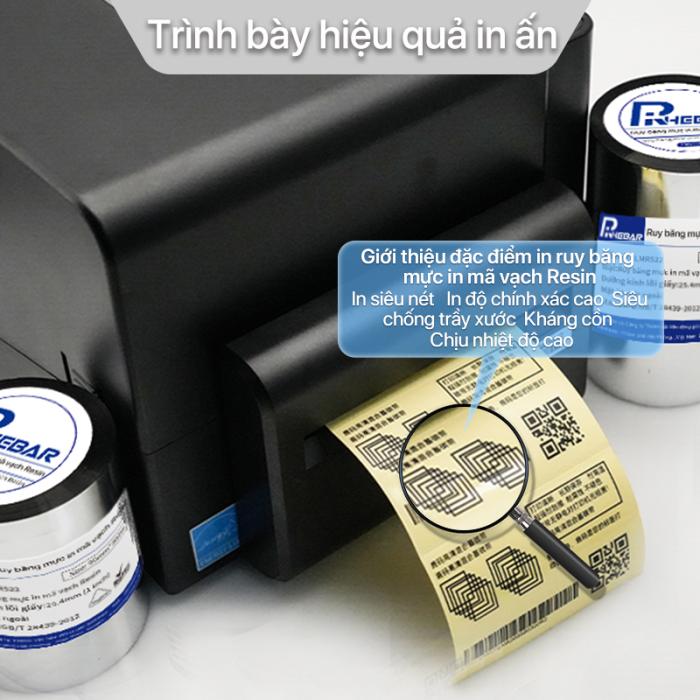 Rhebar Ruy băng mực in mã vạch Resin LMR552 110mmx70m/110mmx300m/70mmx300m | In Siêu Nét | Chống Trầy Xước | Tương Thích Zebra