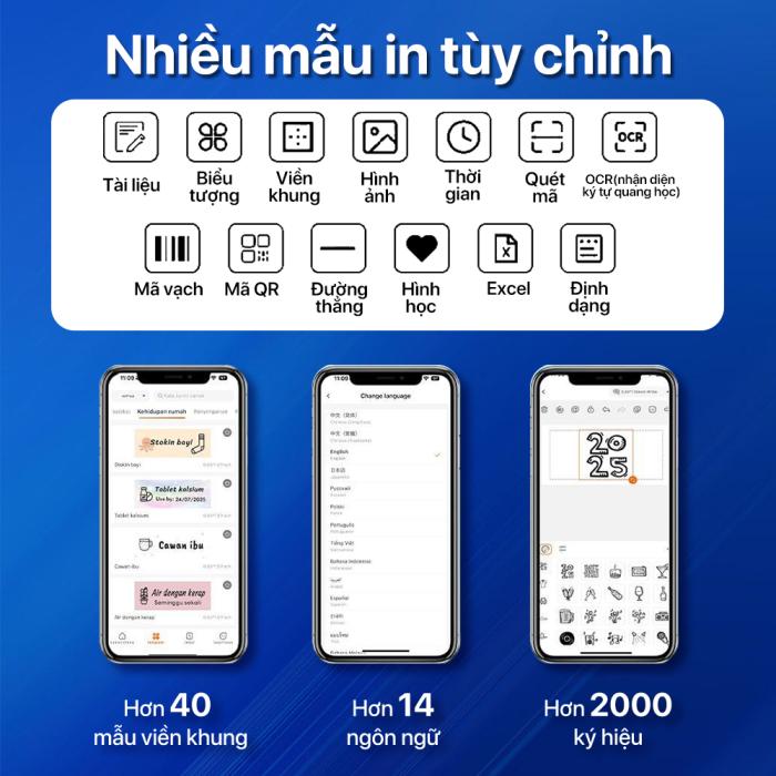 Rhebar  Máy In Nhãn Mini D110E Bluetooth – Máy In Nhiệt Cầm Tay- In Tem Nhãn Rõ Nét – Mã Vạch –  Đa Năng