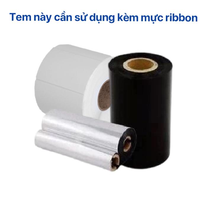 Giấy Couche In Tem Nh&atilde;n Rhebar &ndash; 35mm x 22mm-3000 tem &ndash; In M&atilde; Vạch Sắc N&eacute;t &ndash; D&ugrave;ng Với Mực Ribbon