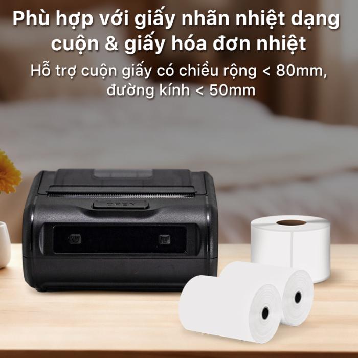 Máy In Nhiệt Cầm Tay MP-231 Rhebar – Bluetooth 80mm, 203 DPI, In Tem Nhãn