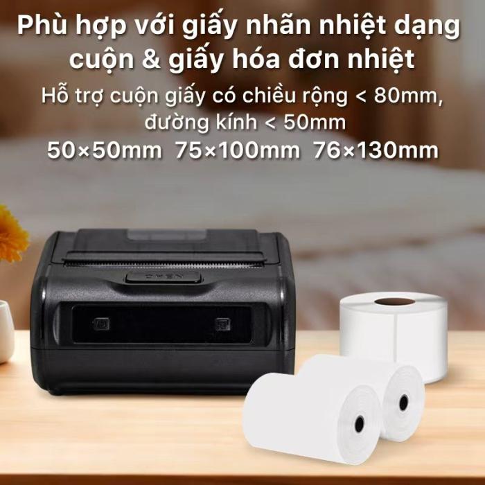 Máy In Nhiệt Cầm Tay MP-231 Rhebar – Bluetooth 80mm, 203 DPI, In Tem Nhãn