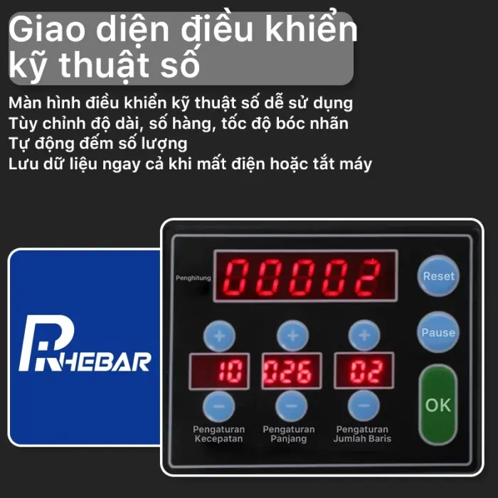 Rhebar Máy Bóc Tem Nhãn Thông Minh Tự Động Q90 - Bóc Nhãn Trong Suốt, Đếm Tự Động, Dễ Dùng