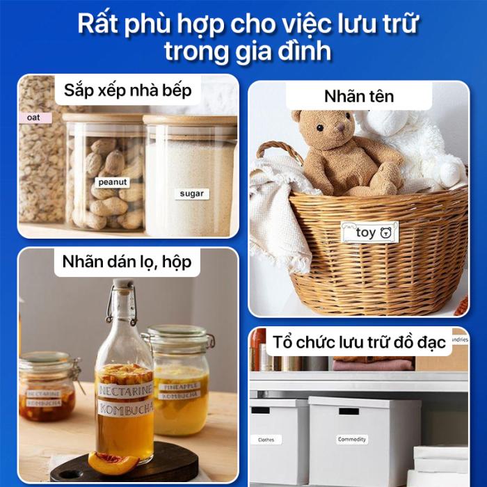 Rhebar  Máy In Nhãn Mini D110E Bluetooth – Máy In Nhiệt Cầm Tay- In Tem Nhãn Rõ Nét – Mã Vạch –  Đa Năng