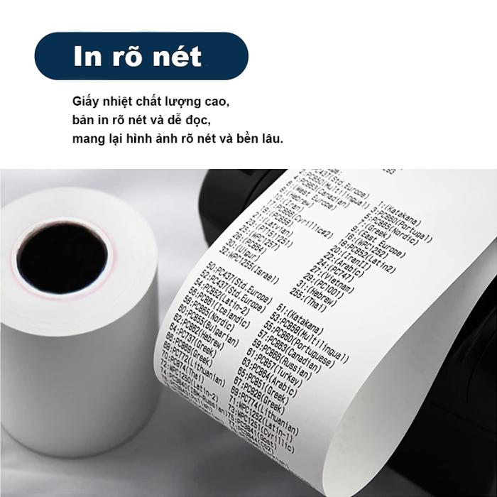 Giấy In Bill K80x80 Giấy In Nhiệt Liền Cuộn Cho M&aacute;y In H&oacute;a Đơn Cầm Tay, M&aacute;y POS - Bề Mặt Trắng Mịn Kh&ocirc;ng Bụi