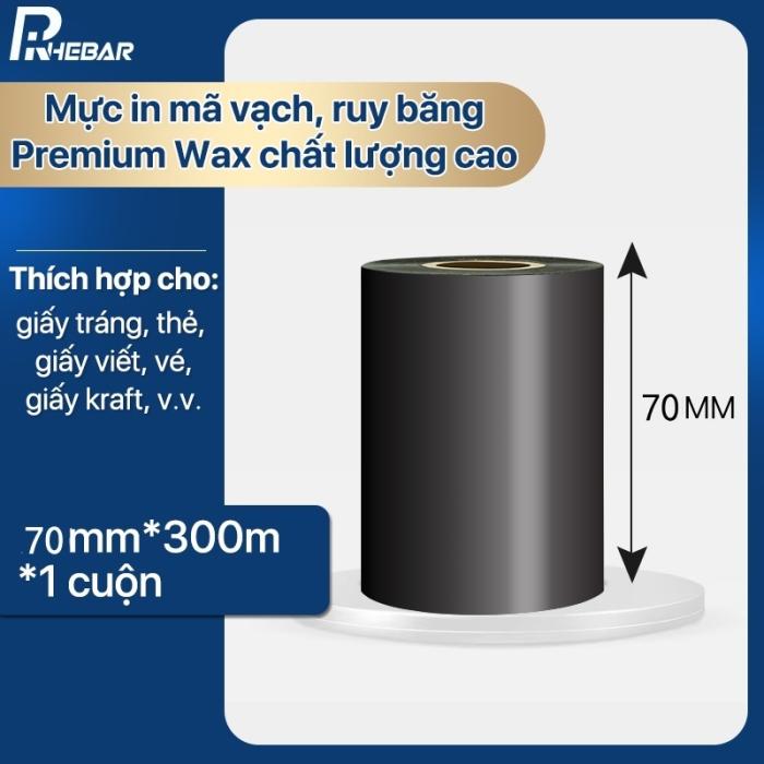 Rhebar Mực in mã vạch Premium Wax Ribbon  LMR208 chất lượng cao 110mm*300m & 70mm*300m in rõ nét không dễ phai RoHS compliant cho giấy decal trắng và thẻ