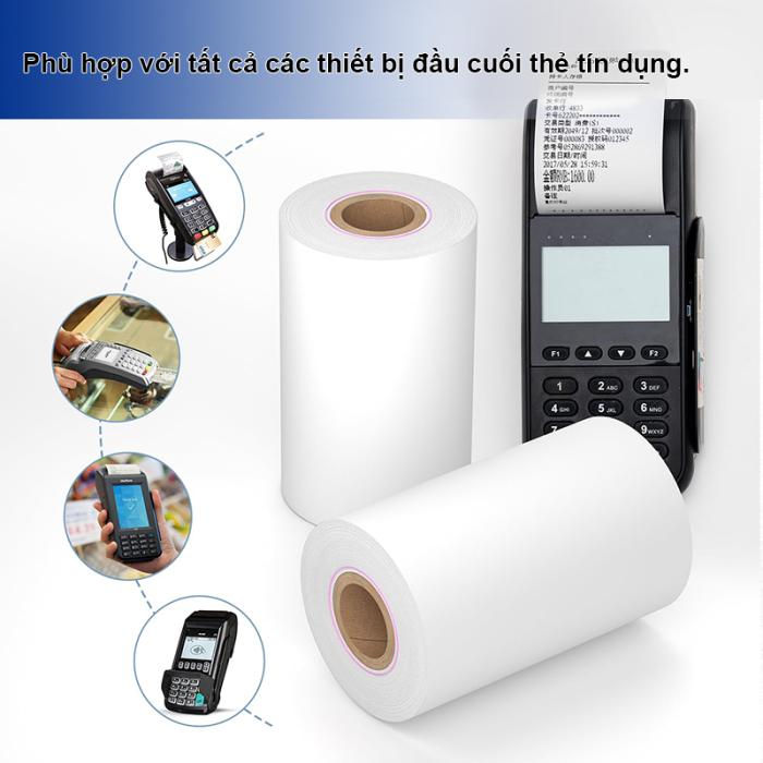 Giấy In Bill K80x80 Giấy In Nhiệt Liền Cuộn Cho M&aacute;y In H&oacute;a Đơn Cầm Tay, M&aacute;y POS - Bề Mặt Trắng Mịn Kh&ocirc;ng Bụi