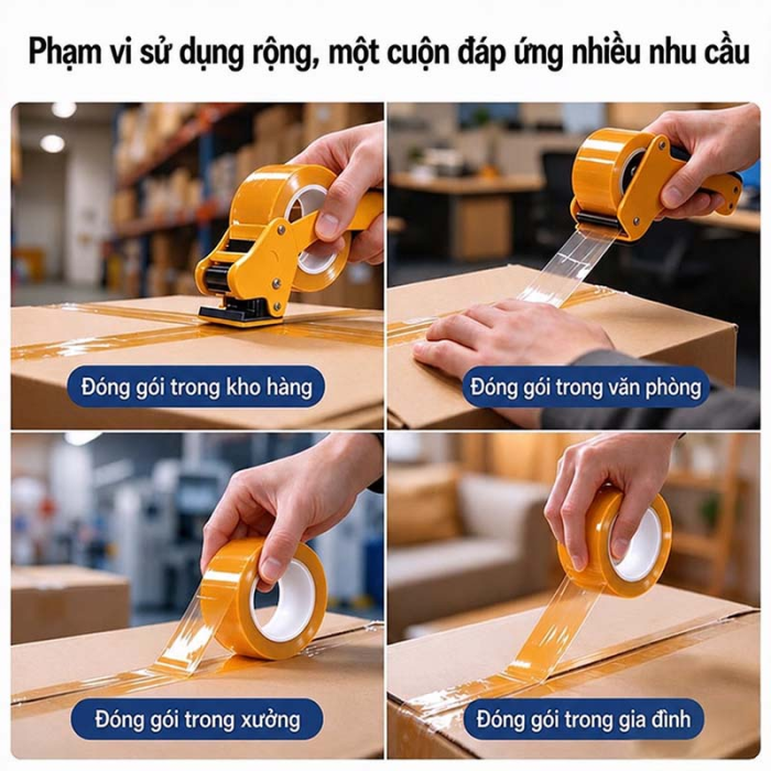 Băng Keo D&aacute;n Th&ugrave;ng M&agrave;u V&agrave;ng Kem Cao Cấp - Băng D&iacute;nh Đ&oacute;ng H&agrave;ng BOPP Si&ecirc;u B&aacute;m D&iacute;nh, Độ Dai Cao Kh&oacute; Đứt