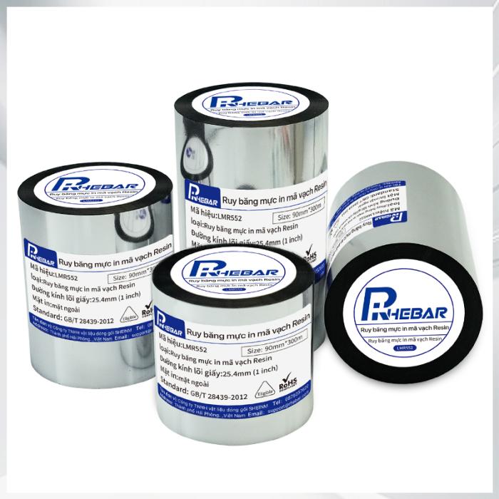 Rhebar Ruy băng mực in mã vạch Resin LMR552 110mmx70m/110mmx300m/70mmx300m | In Siêu Nét | Chống Trầy Xước | Tương Thích Zebra