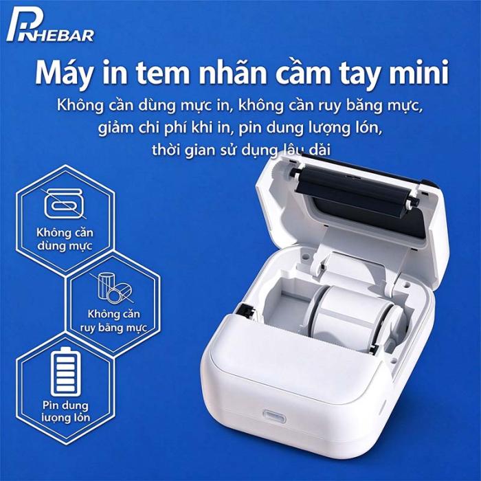 M&Aacute;Y IN TEM NH&Atilde;N MINI C50 RHEBAR &ndash; NHỎ GỌN, TIỆN LỢI, SẮP XẾP MỌI THỨ DỄ D&Agrave;NG - K&iacute;ch thước 40*30mm, 50*30mm, 40*50mm, 50*50mm,50*80mm