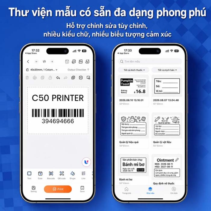 M&Aacute;Y IN TEM NH&Atilde;N MINI C50 RHEBAR &ndash; NHỎ GỌN, TIỆN LỢI, SẮP XẾP MỌI THỨ DỄ D&Agrave;NG - K&iacute;ch thước 40*30mm, 50*30mm, 40*50mm, 50*50mm,50*80mm
