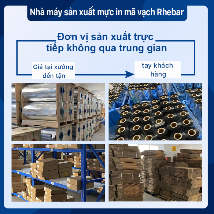 Rhebar Ruy băng mực in mã vạch Premium Wax Resin LMR313 HD 110mmx300m Chống Trầy Xước In Rõ Nét Tương Thích Zebra TSC RoHS Compliant