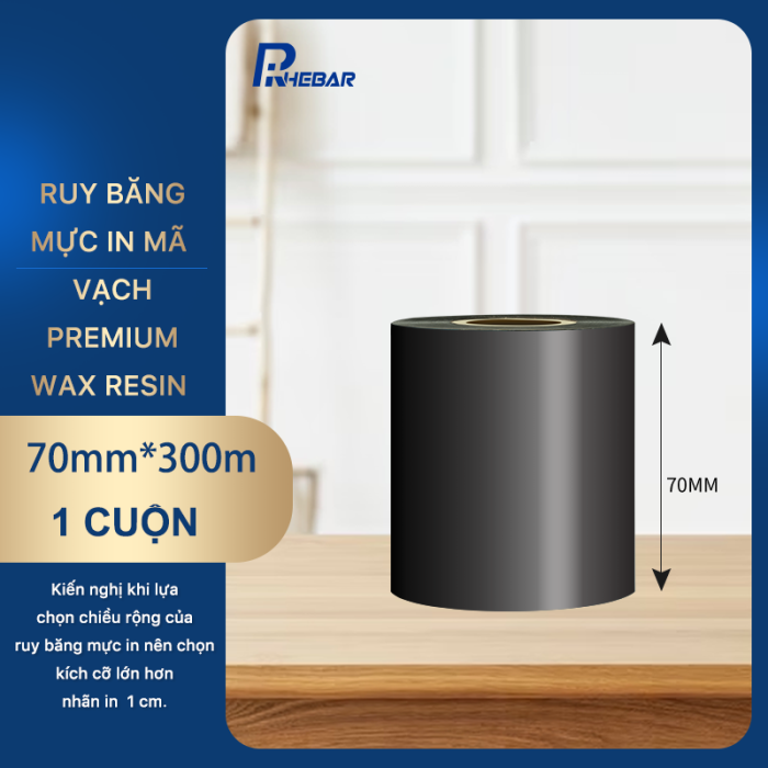 Rhebar Ruy băng mực in mã vạch Premium Wax Resin LMR313 HD 110mmx300m Chống Trầy Xước In Rõ Nét Tương Thích Zebra TSC RoHS Compliant