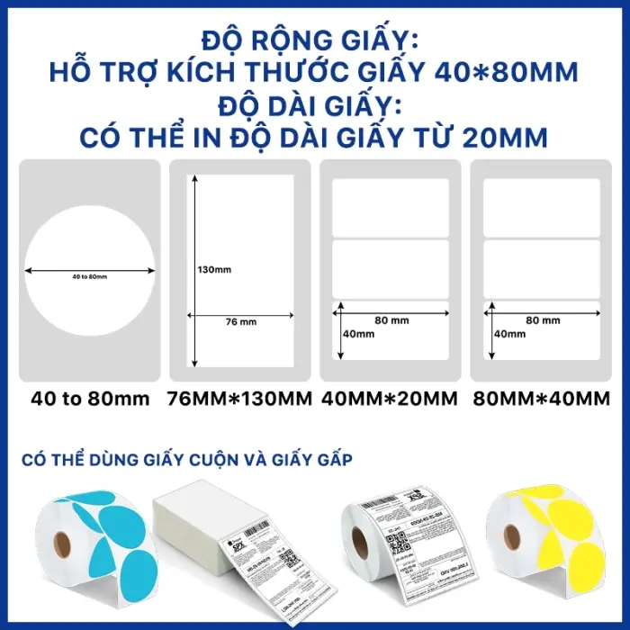 RHEBAR Máy in nhiệt A7 in đơn hàng, mã vận đơn, mã vạch, phiếu gửi hàng, logo có sẵn lớp keo tự dính