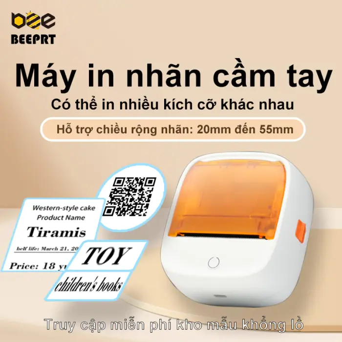 Rhebar B21 Máy in nhãn nhiệt mini bluetooth không cần mực Máy làm nhãn có băng dính