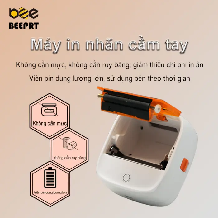 Rhebar B21 Máy in nhãn nhiệt mini bluetooth không cần mực Máy làm nhãn có băng dính