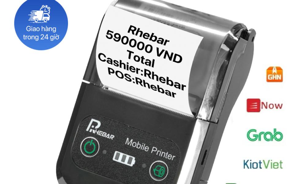 Rhebar Máy In 58mm – In Nhanh 90mm/s, Hóa Đơn Sắc Nét - Hỗ Trợ Mọi POS, In Nhanh – Pin Khủng – Bền Bỉ -In 203dpi - Dễ Sử Dụng