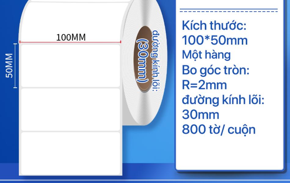 Rhebar Giấy In Tem Nhiệt - Tem Nh&atilde;n Decal Nhiệt 100mm x 50mm -800 tem / cuộn- Cuộn Tem Ship, Tem Barcode