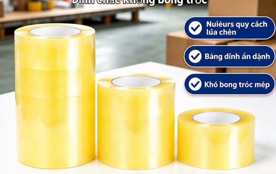 Băng D&iacute;nh Đ&oacute;ng G&oacute;i Trong Suốt, Băng Keo D&aacute;n Th&ugrave;ng Carton, Nhiều Quy C&aacute;ch, D&ugrave;ng Đ&oacute;ng G&oacute;i H&agrave;ng H&oacute;a