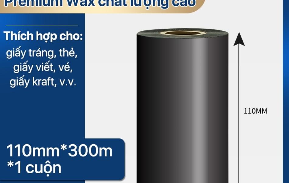 Rhebar Mực in mã vạch Premium Wax Ribbon  LMR208 chất lượng cao 110mm*300m & 70mm*300m in rõ nét không dễ phai RoHS compliant cho giấy decal trắng và thẻ