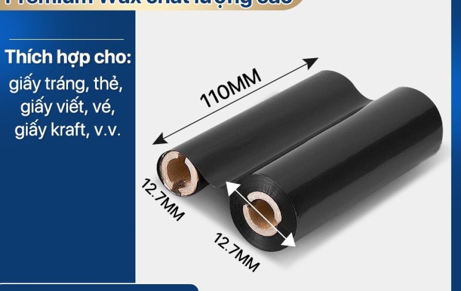 Rhebar Mực in mã vạch Premium Wax Ribbon  LMR208 chất lượng cao 110mm*300m & 70mm*300m in rõ nét không dễ phai RoHS compliant cho giấy decal trắng và thẻ