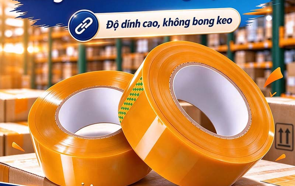 Băng Keo D&aacute;n Th&ugrave;ng M&agrave;u V&agrave;ng Kem Cao Cấp - Băng D&iacute;nh Đ&oacute;ng H&agrave;ng BOPP Si&ecirc;u B&aacute;m D&iacute;nh, Độ Dai Cao Kh&oacute; Đứt