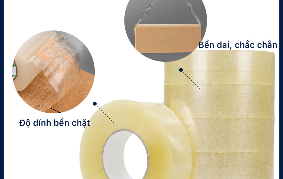 Băng Keo PE Trong Suốt RHEBAR 46.5mm Đủ M&eacute;t D&aacute;n Th&ugrave;ng Carton Độ D&iacute;nh Cao 50m 90m 340m 60 Micron