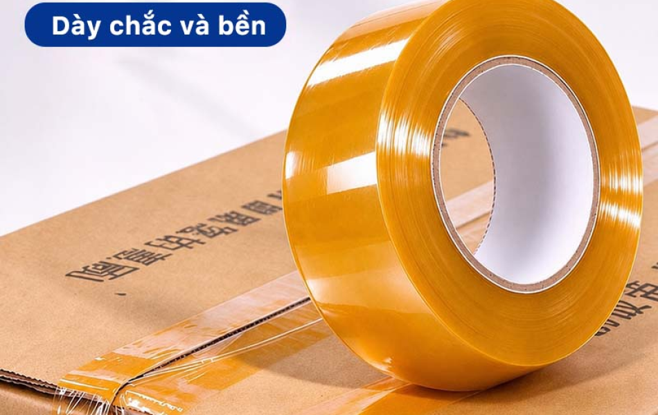 Băng Keo D&aacute;n Th&ugrave;ng M&agrave;u V&agrave;ng Kem Cao Cấp - Băng D&iacute;nh Đ&oacute;ng H&agrave;ng BOPP Si&ecirc;u B&aacute;m D&iacute;nh, Độ Dai Cao Kh&oacute; Đứt