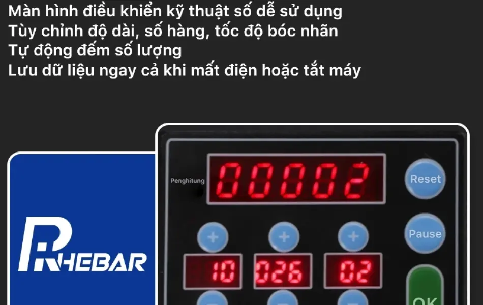 Rhebar Máy Bóc Tem Nhãn Thông Minh Tự Động Q90 - Bóc Nhãn Trong Suốt, Đếm Tự Động, Dễ Dùng