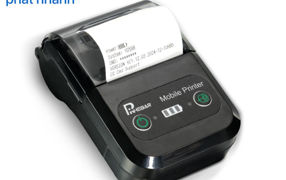 Rhebar Máy In 58mm – In Nhanh 90mm/s, Hóa Đơn Sắc Nét - Hỗ Trợ Mọi POS, In Nhanh – Pin Khủng – Bền Bỉ -In 203dpi - Dễ Sử Dụng