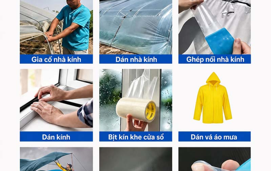 Băng Keo PVC D&aacute;n V&aacute; M&agrave;ng Nh&agrave; K&iacute;nh, Băng D&iacute;nh Gia Cố Nh&agrave; K&iacute;nh V&agrave; M&agrave;ng Nhựa, Nhiều M&agrave;u V&agrave; Quy C&aacute;ch