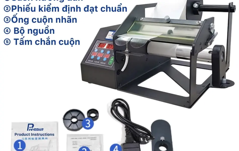 Rhebar Máy Bóc Tem Nhãn Thông Minh Tự Động Q90 - Bóc Nhãn Trong Suốt, Đếm Tự Động, Dễ Dùng