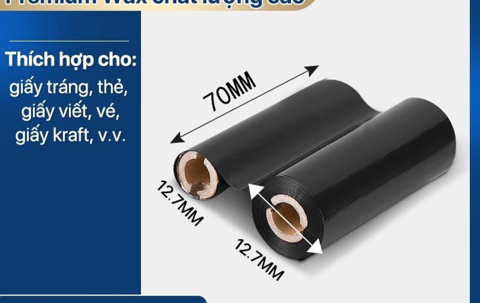 Rhebar Mực in mã vạch Premium Wax Ribbon  LMR208 chất lượng cao 110mm*300m & 70mm*300m in rõ nét không dễ phai RoHS compliant cho giấy decal trắng và thẻ