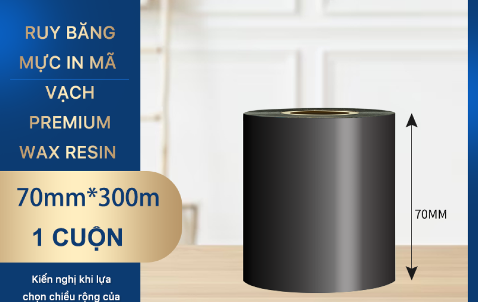 Rhebar Ruy băng mực in mã vạch Premium Wax Resin LMR313 HD 110mmx300m Chống Trầy Xước In Rõ Nét Tương Thích Zebra TSC RoHS Compliant