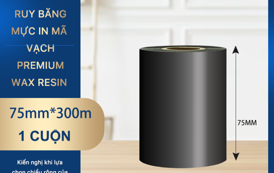 Rhebar Ruy băng mực in mã vạch Premium Wax Resin LMR313 HD 110mmx300m Chống Trầy Xước In Rõ Nét Tương Thích Zebra TSC RoHS Compliant