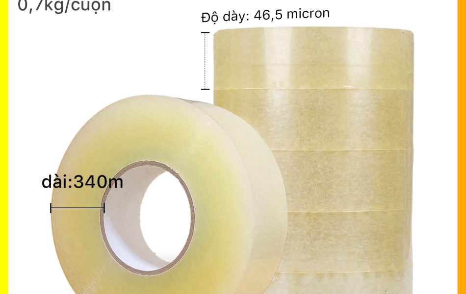 Băng Keo PE Trong Suốt RHEBAR 46.5mm Đủ M&eacute;t D&aacute;n Th&ugrave;ng Carton Độ D&iacute;nh Cao 50m 90m 340m 60 Micron