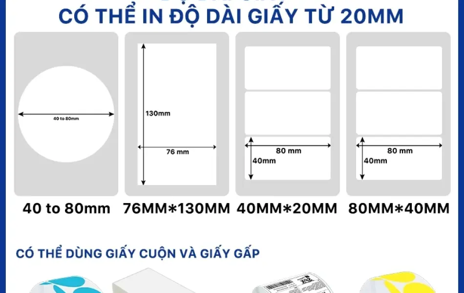 RHEBAR Máy in nhiệt A7 in đơn hàng, mã vận đơn, mã vạch, phiếu gửi hàng, logo có sẵn lớp keo tự dính