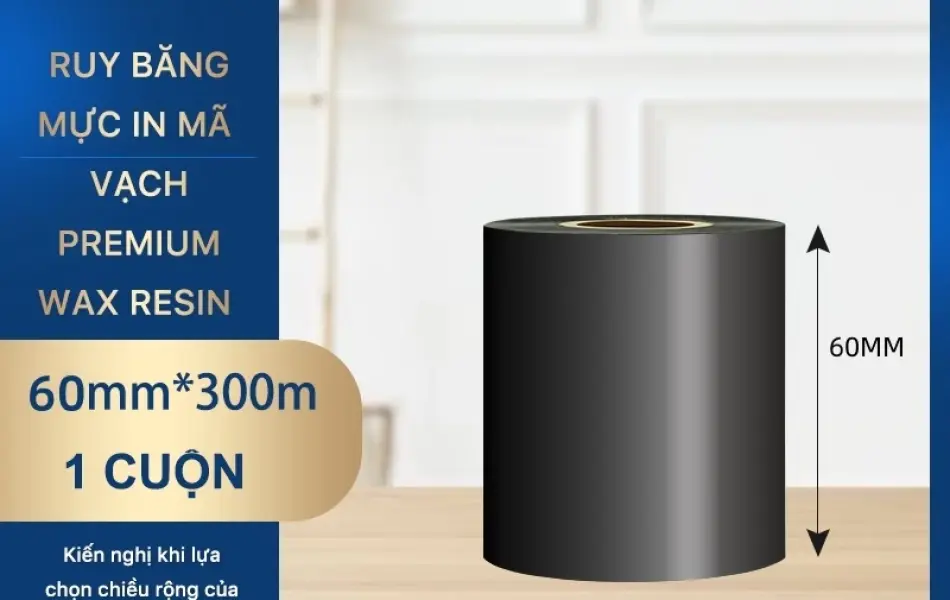 Rhebar Ruy băng mực in mã vạch Premium Wax Resin LMR313 HD 110mmx300m Chống Trầy Xước In Rõ Nét Tương Thích Zebra TSC RoHS Compliant